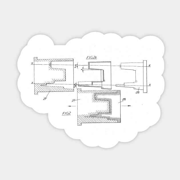 Casing for Sewing Machine Vintage Patent Hand Drawing Sticker by TheYoungDesigns